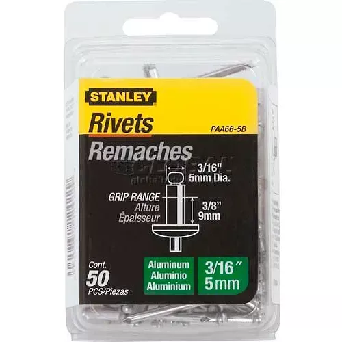 Stanley PAA66-5B Aluminum Rivets 3/16" x 3/8", 50 Pack - Pkg Qty 5