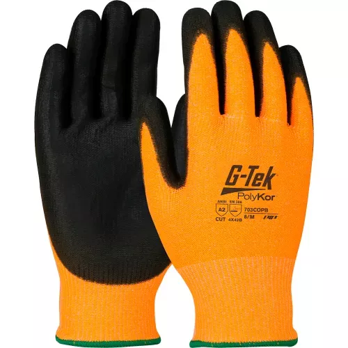 Zone Defense™ Orange HPPE Shell Cut Resistant Gloves, Black Poly Palm Coat, Medium - Pkg Qty 12
